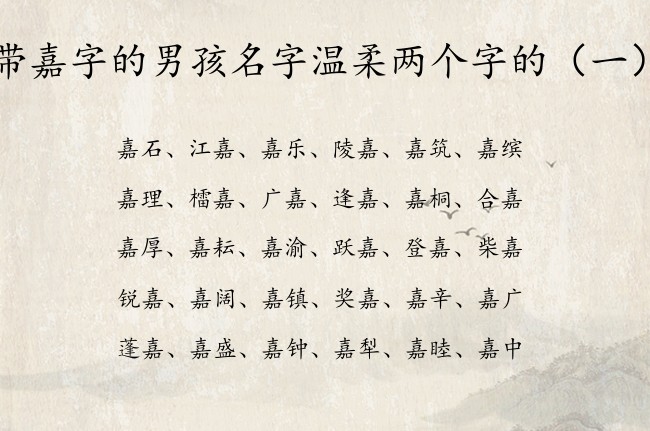 带嘉字的男孩名字温柔两个字的 带嘉的名字男孩名字