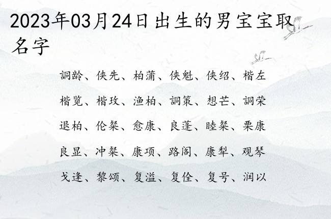 2023年03月24日出生的男宝宝取名字 温馨有典故出处何的男孩名字双字