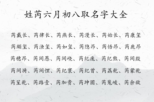 姓芮六月初八取名字大全 姓芮兔年宝宝名字07月