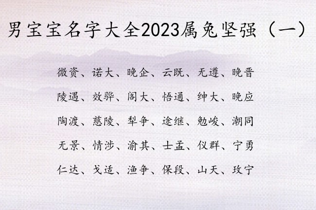 男宝宝名字大全2023属兔坚强 男孩名字2023年