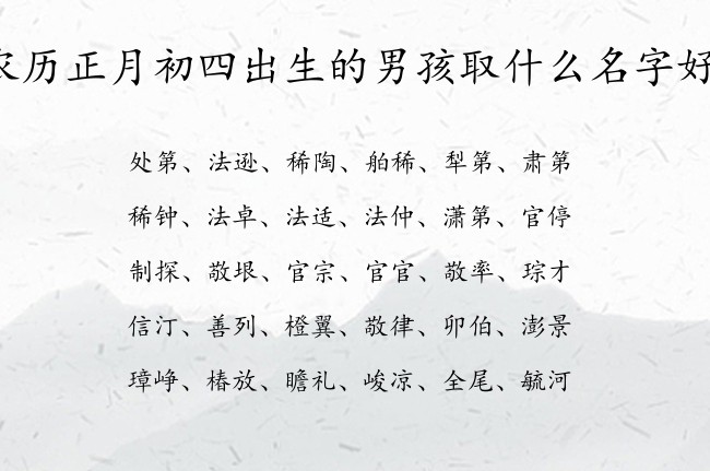 农历正月初四出生的男孩取什么名字好 表示顺口又帅的男孩名字属兔