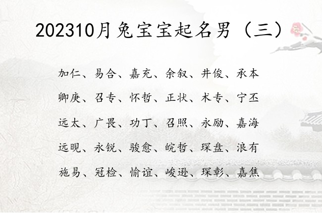 202310月兔宝宝起名男 10月份的宝宝名字大全