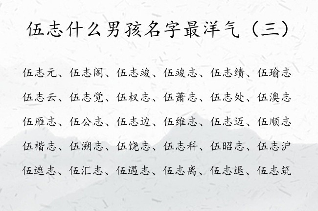 伍志什么男孩名字最洋气 姓伍的男孩名字大全带志字