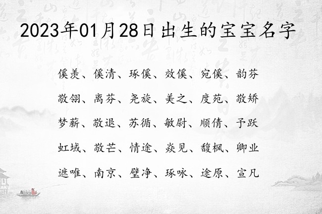 2023年01月28日出生的宝宝名字 宝宝起名八字起名五行起名免费