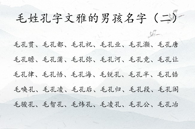 毛姓孔字文雅的男孩名字 姓毛的男孩名字大全有孔