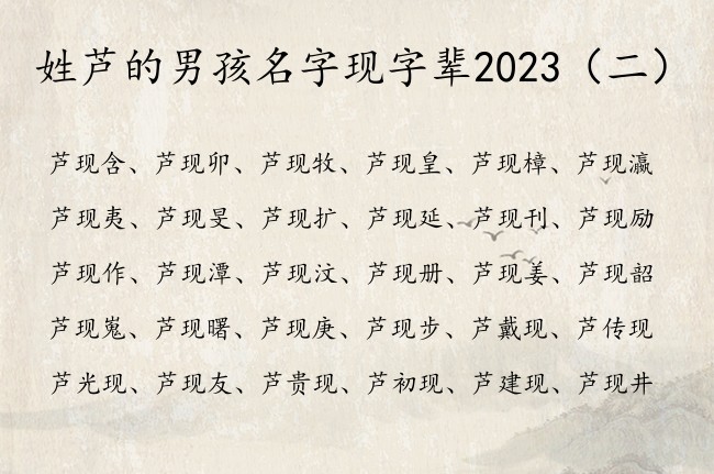 姓芦的男孩名字现字辈2023 姓芦的男孩名字现字派