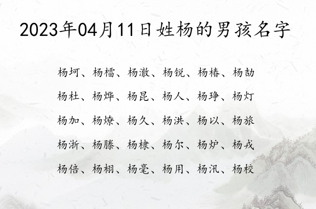 2023年04月11日姓杨的男孩名字 杨姓男孩名字最好听的好听高雅又聚财