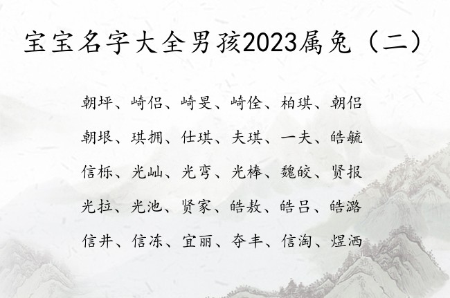 宝宝名字大全男孩2023属兔 最冷门的名字男孩名字