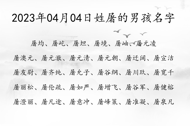 2023年04月04日姓屠的男孩名字 姓屠男孩名字三个字的有朝气的