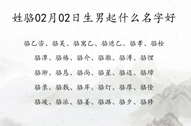 姓骆02月02日生男起什么名字好 骆姓男孩名字两个字大全活泼