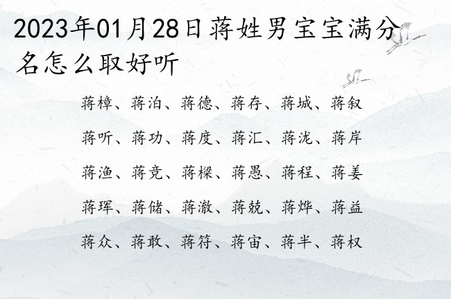 2023年01月28日蒋姓男宝宝满分名怎么取好听 蒋取名字男孩名字文艺三个字
