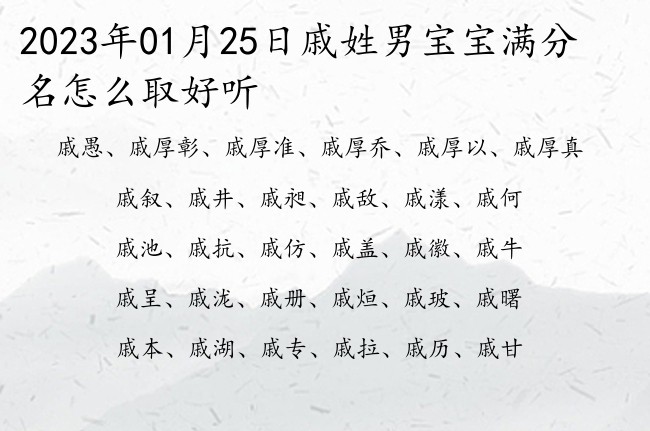 2023年01月25日戚姓男宝宝满分名怎么取好听 姓戚的男孩名字怎么取古韵