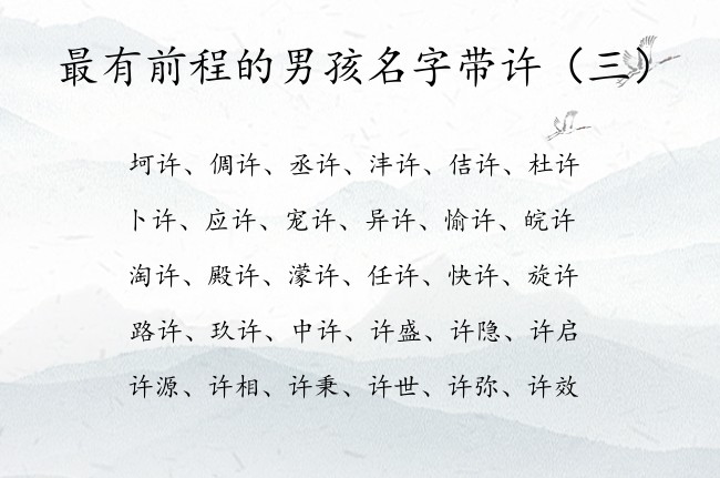 最有前程的男孩名字带许 带许名字的男孩名字