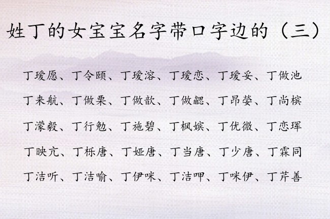 姓丁的女宝宝名字带口字边的 姓丁的口字边女孩名字