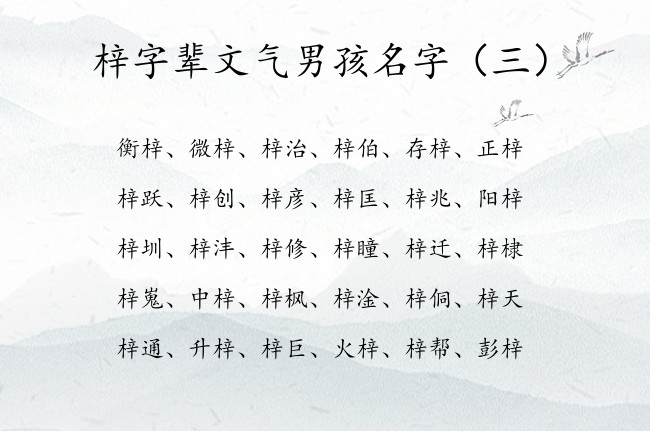 梓字辈文气男孩名字 2023年梓字取名男孩名字大全