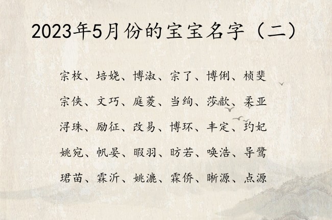 2023年5月份的宝宝名字 比较可爱的宝宝名字大全