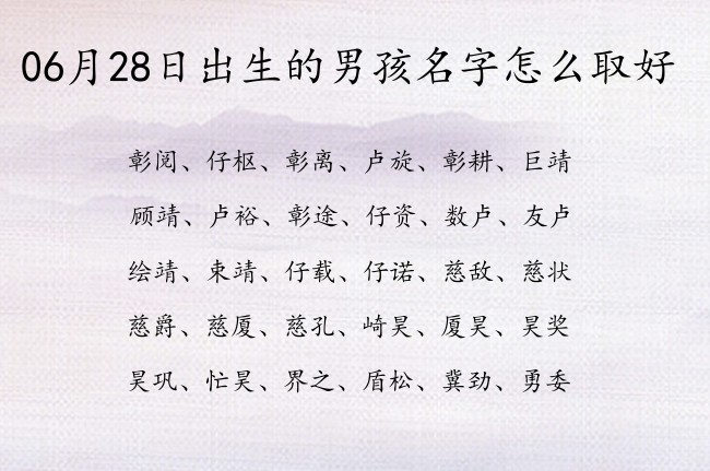 06月28日出生的男孩名字怎么取好 适合男孩名字的寓意很酷名字