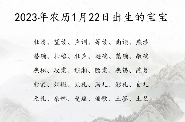 2023年农历1月22日出生的宝宝 宝宝名字大全好听温暖的有寓意