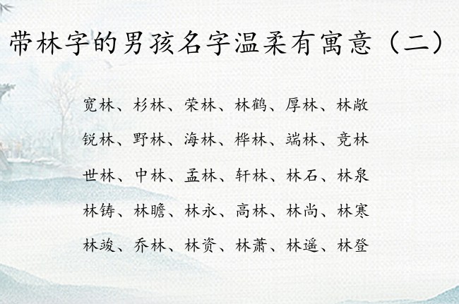 带林字的男孩名字温柔有寓意 带林的小男孩名字