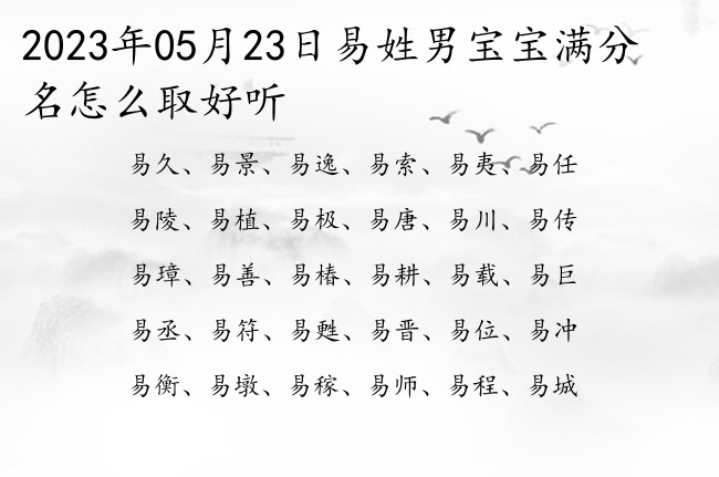 2023年05月23日易姓男宝宝满分名怎么取好听 男孩名字大全取名免费易姓取名字