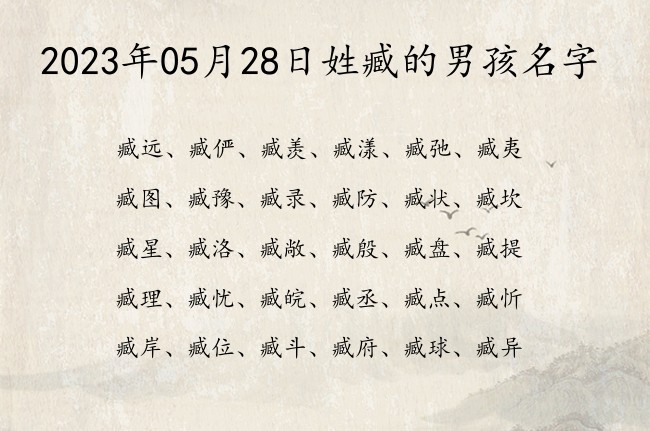 2023年05月28日姓臧的男孩名字 臧姓男孩名字带寓意的两个字