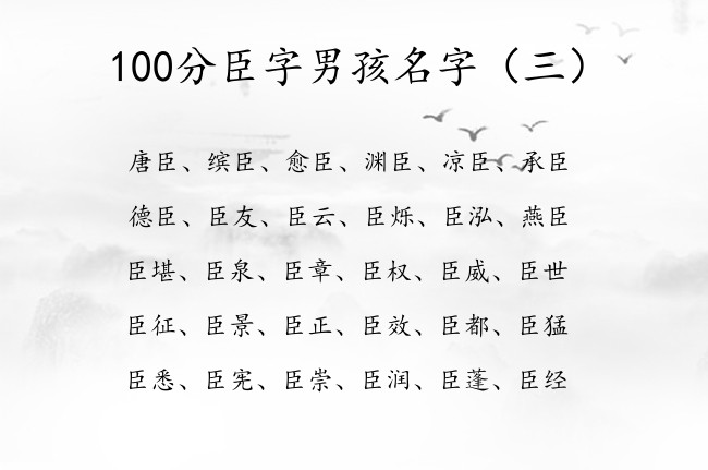 100分臣字男孩名字 带臣字的寓意好的男孩名字