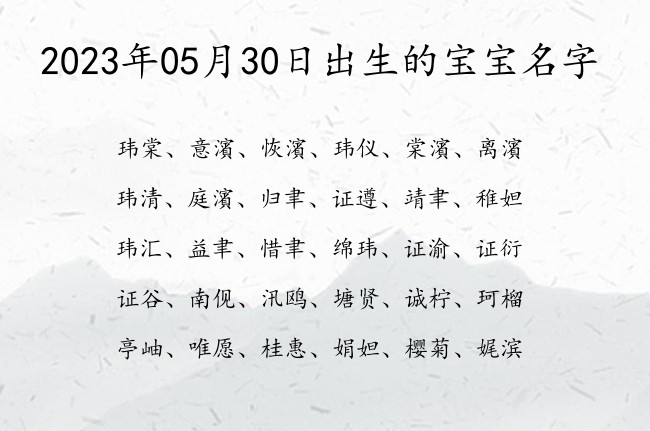 2023年05月30日出生的宝宝名字 宝宝名字大全好听成大事的有寓意