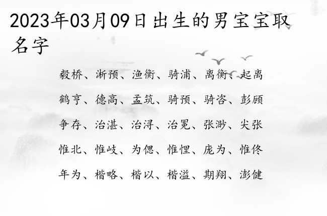 2023年03月09日出生的男宝宝取名字 比较有诗意有气质的男孩名字