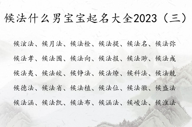 候法什么男宝宝起名大全2023 候姓法男孩名字