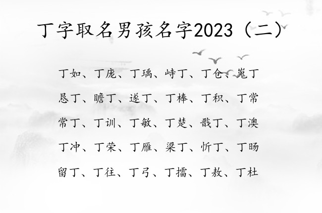 丁字取名男孩名字2023 丁字取名男孩名字大全俗气