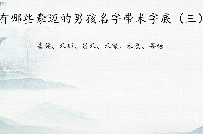 有哪些豪迈的男孩名字带米字底 带米字底字的男孩名字