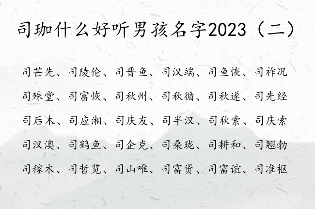 司珈什么好听男孩名字2023 带珈字的男孩名字高分