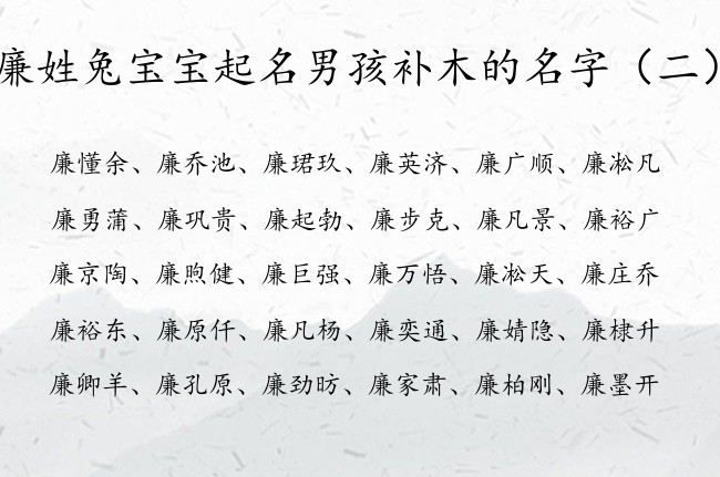 廉姓兔宝宝起名男孩补木的名字 姓廉木命男孩名字