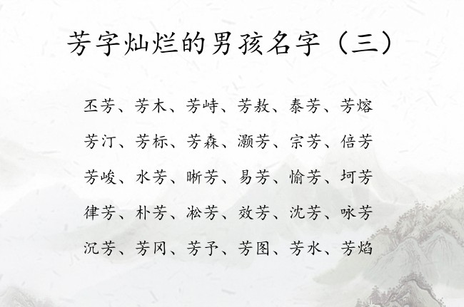 芳字灿烂的男孩名字 带芳字的男孩名字大全