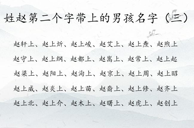 姓赵第二个字带上的男孩名字 中间带上的男孩名字梦幻