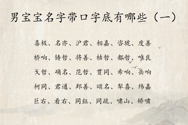 男宝宝名字带口字底有哪些 口字底的字有哪些男孩名字