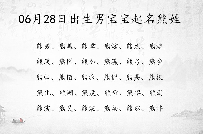 06月28日出生男宝宝起名熊姓 姓熊的男孩名字有意思一字的