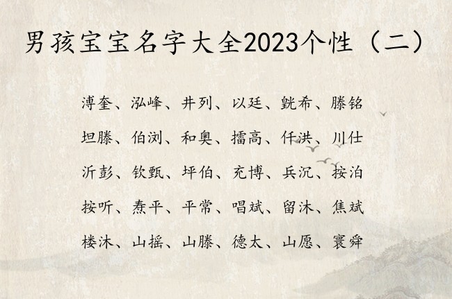 男孩宝宝名字大全2023个性 新生儿男孩名字库免费