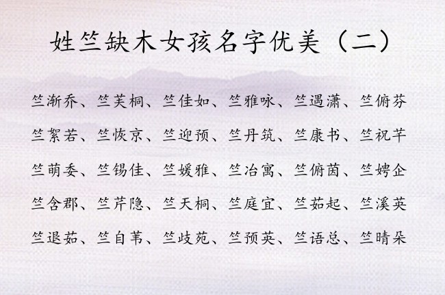 姓竺缺木女孩名字优美 竺姓兔宝宝起名女孩补木的名字