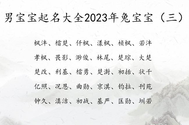 男宝宝起名大全2023年兔宝宝 男宝宝起名格局的字