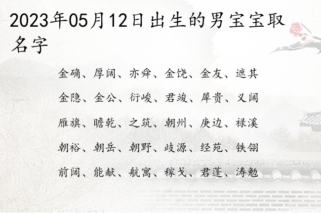 2023年05月12日出生的男宝宝取名字 三字起名男孩名字参考大全