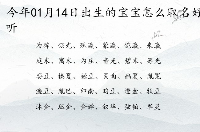 今年01月14日出生的宝宝怎么取名好听 寓意古风大气文雅的宝宝名字