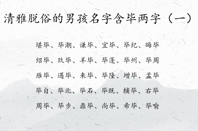 清雅脱俗的男孩名字含毕两字 带毕字的男孩名字两字的