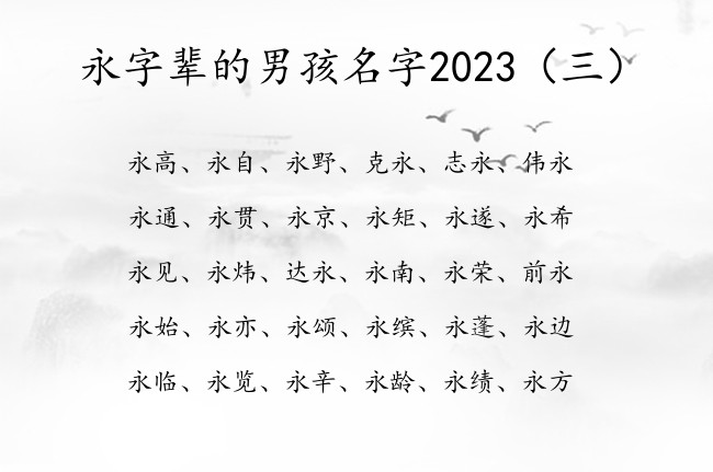 永字辈的男孩名字2023 2023宝宝起名字带永字