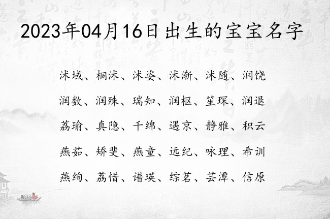 2023年04月16日出生的宝宝名字 04月份出生的宝宝名字大全