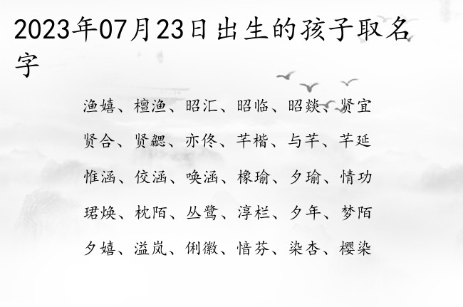 2023年07月23日出生的孩子取名字 宝宝起名大全免费取名100分