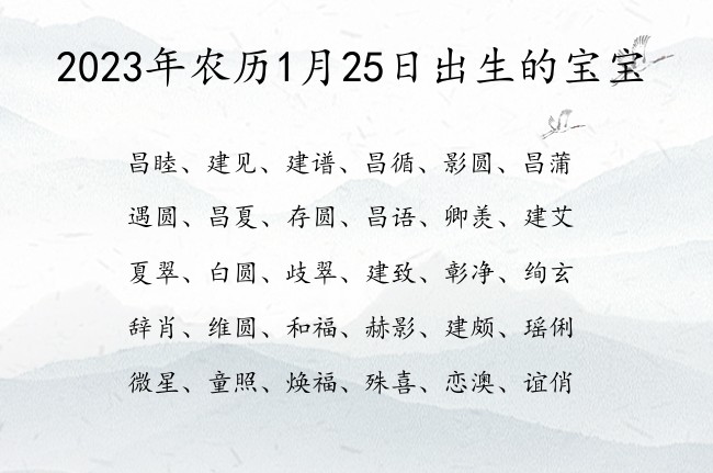 2023年农历1月25日出生的宝宝 宝宝名字带有一生顺遂意义的