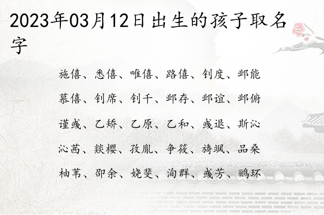 2023年03月12日出生的孩子取名字 宝宝名字大全好听杰出的有寓意