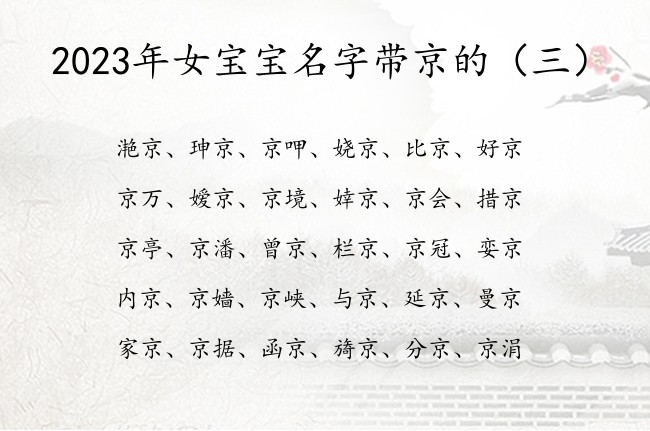 2023年女宝宝名字带京的 2023带京字女孩名字