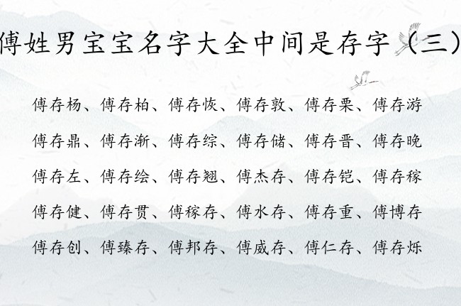 傅姓男宝宝名字大全中间是存字 姓傅的男孩名字中有存